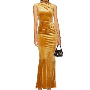 X Revolve Mott Gold Maxi Dress